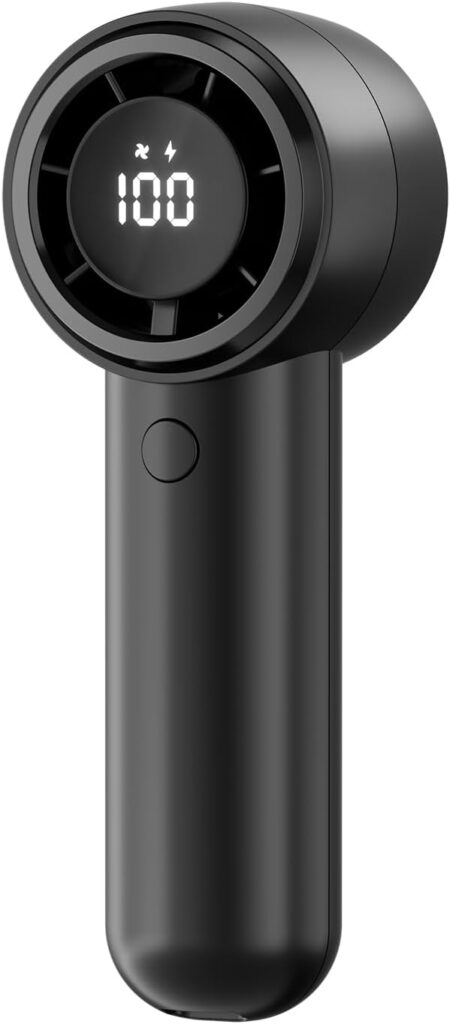 TriPole Handheld Portable Fan with LED Display, 4000mAh Rechargeable Battery, 15200RPM High Speed Airflow, Small Personal Hand Held Mini Turbo Fan for Outdoor Trip Beach Camping Walk Travel Essential
