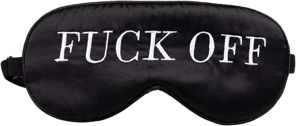 100% Mulberry Silk Sleep Mask Blackout, Cute Natural Sleeping Mask with Adjustable Elastic Strap, Satin Eye Cover for Men Women Adults (Fuck Off)