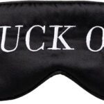 100% Mulberry Silk Sleep Mask Blackout, Cute Natural Sleeping Mask with Adjustable Elastic Strap, Satin Eye Cover for Men Women Adults (Fuck Off)