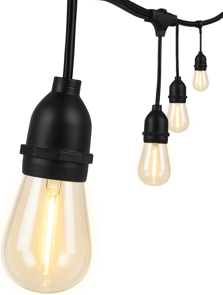 Feit Electric LED String Lights, 20ft Commercial Grade and Shatter Resistant String Lights with 10 Outdoor Sockets, Linkable, 15,000-Hour Lifetime, Wet Rated, SL20-10/FIL, 12 Bulbs Included