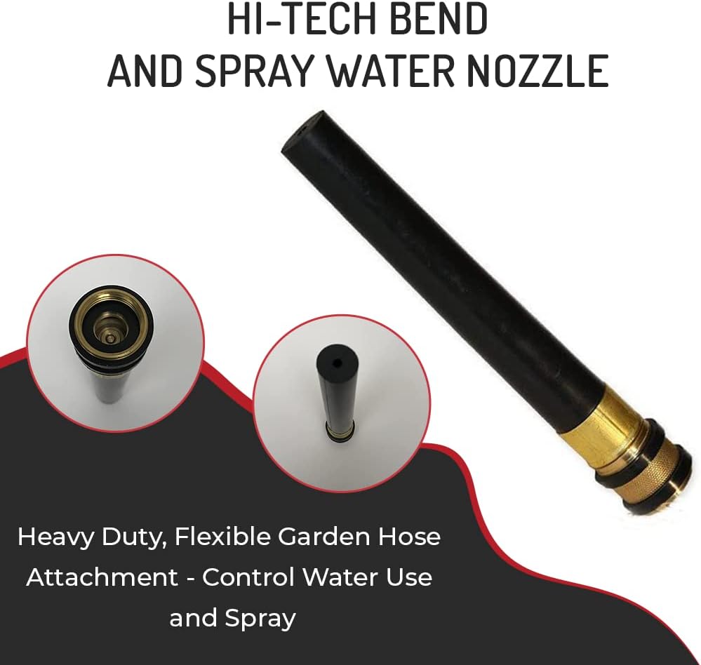 Hi-Tech Bend and Spray Water Nozzle – Heavy Duty, Flexible Garden Hose Attachment – Control Water Use and Spray 1 Unit