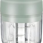 Green – Mini Electric Food Processor and Garlic Chopper – 250ML, USB Charging, 3 Blades – Perfect for Chopping Vegetable, Pepper, Onion, Garlic, Ginger, Spice, Meat, Baby Food, and More (Green)