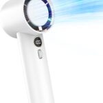 Portable Handheld Fan,High Speed Turbo Personal Fan with 100 Speed Adjustable, 5000mAh Battery Rechargeable, Digital Display, for Travel Camping Outdoor, Gifts for Women Men (White)