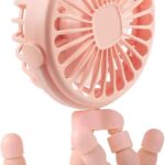 Suteng Stroller Fan Flexible Tripod Clip On Baby Fan, Battery Operated Mini Portable Handheld Fan for Car Seat Crib Stroller, USB Rechargeable Small Desk Fan with 3 Speeds and LED Lights