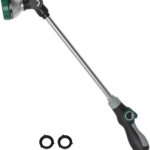 Watering Wand for Garden Hose, 24 Inch, 8 Spray Patterns, Garden Hose Nozzle with Thumb Flow Control, Adjustable Water Sprayer with Pivoting Head, Ideal for Hanging Baskets and Shrubs