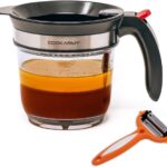 Fat Separator with Bottom Release – 4 Cup Gravy Separator for Cooking with Oil Strainer, Kitchen Grease Separator -the perfect Kitchen Gadget plus a 3-1 Multifunctional Vegetable Peeler