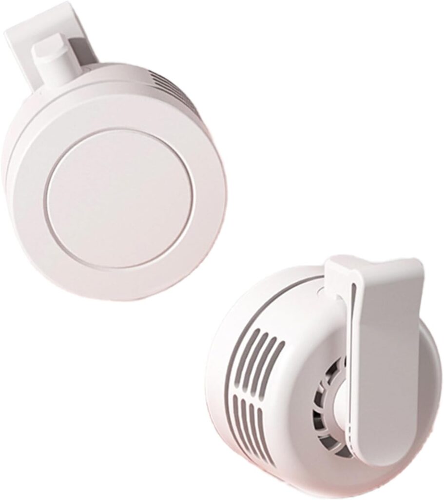 Portable Silent Mini Bladeless Fan Clip On,Small Whirlwind Bladeless Clip On Fan, 2025 New Adjustable 3-Speed Suspended Waist Fans, For Outdoor & Travel & Office, Travel Accessories (White 02)