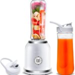 Personal Blender for Smoothies & Shakes – Portable Mini Smoothie Blender with BPA-Free 2 Travel Bottles 20 oz with Lids, 2 Speed Manual Control, 6 Stainless Steel Blades – 300 Watts
