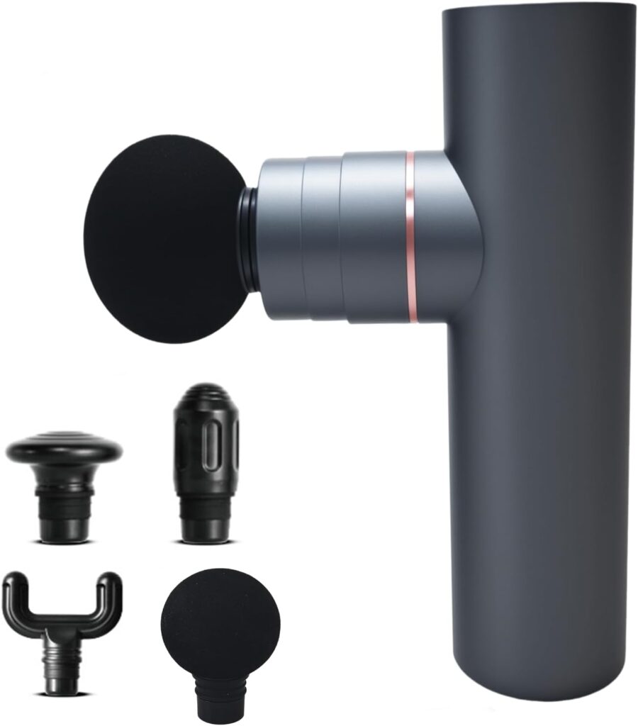 Mini Massage Gun, Massage Gun Deep Tissue with 4 Attachments, Full-Metal Electric Portable Muscle Massager Gun for Back, Body Sore Muscles, Pain Relief, Gifts for Office, Home