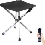 Ultra-Lightweight Stainless Steel Folding Camping Stool – Compact Portable Backpacking Stool with Carry Bag Supports 240 lbs 12.6” Folded Size for Hiking Travel Outdoor Events