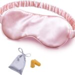 OLESILK Silk Sleep Mask, 100% Mulberry Silk Eye Mask for Sleeping, Double Layer Filling and Elastic Strap, Travel and Nap, Soft Eye Cover Eyeshade with Luxury Bag and Ear Plugs, Pink
