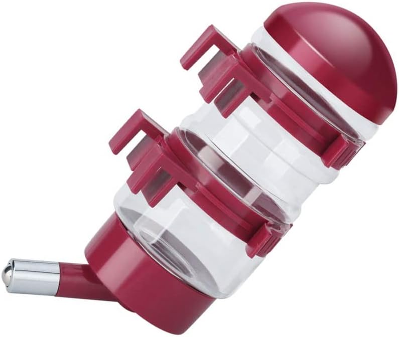 No Drip Dog Kennel Water Bottle Dispenser for Crate, 400ml Dripless Pet Drinking Fountains Kettle with Automatically Feeding Water (Red) (Red)