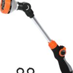 Watering Wand for Garden Hose, 17.5 Inch, 8 Spray Patterns, Garden Hose Nozzle with Thumb Flow Control, Adjustable Water Sprayer with Pivoting Head, Ideal for Hanging Baskets and Shrubs