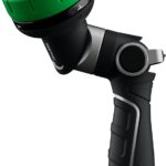 RESTMO 2-IN-1 Garden Hose Nozzle, Heavy Duty Metal Water Hose Nozzle with 4 Spray Patterns, Magic Twist and Thumb Flow Control, Ideal for Watering Plants & Lawns, Washing Cars & Pets, Green