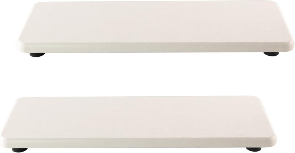 2 Pcs Water Absorbing Stone Trays, Kitchen/Bathroom Sink Soap Dish, Diatomite Tray Used for Hand Soap & Cosmetic Bottles in The Modern Home, 3.15″ W x 8.7″ L, White