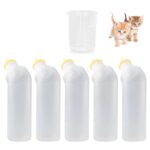 5Pack Kitten Bottle for Nursing Puppy Milk Kitten Bottles Feeding Kit Silicone Nipple for Newborn Pets Kittens, Puppy,Squirrel (Yellow)