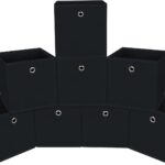 Foldable Storage Cubes Bins ,11 Inch Cloth Storage Cube Fabric Storage Box Cubes Organizer Baskets with Handles for Home Organizer Set of 8 (Black)