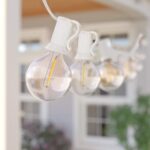 50Ft LED Outdoor String Lights with 22 G40 LED Shatterproof Globe Bulbs(2 Spare), Connectable Hanging Outdoor Patio Lights for Backyard Garden Porch Party Decorations, White
