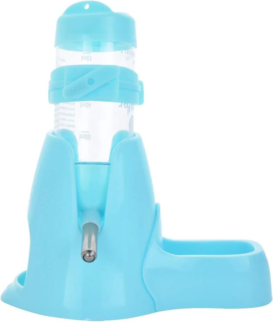 Guardians Hamster Water Bottle, Little Pet Automatic Drinking Bottle with Food Container Base Hut Hanging Water Feeding Bottles Auto Dispenser for Small Animals(80ml,Blue)