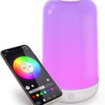 Smart Touch Table Lamp Works with App, Dimmable Small RGB Bedside Bed Lamp for Bedroom, Cordless LED Night Desk Lamp Rechargeable Color Changing Nightstand Mood Cozy Lamp for Living Room Baby Nursery.