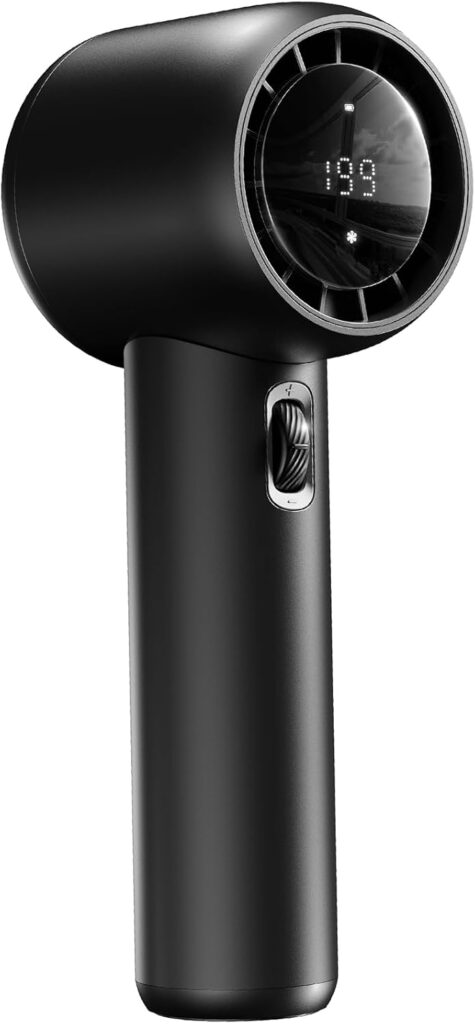 Portable Fan Rechargeable – 15000RPM High Speed Turbo Handheld Fans with Digital Display – 16H Cooling USB Battery Powered Fan – Gifts for Men & Women, Travel Essentials, Camping Gear