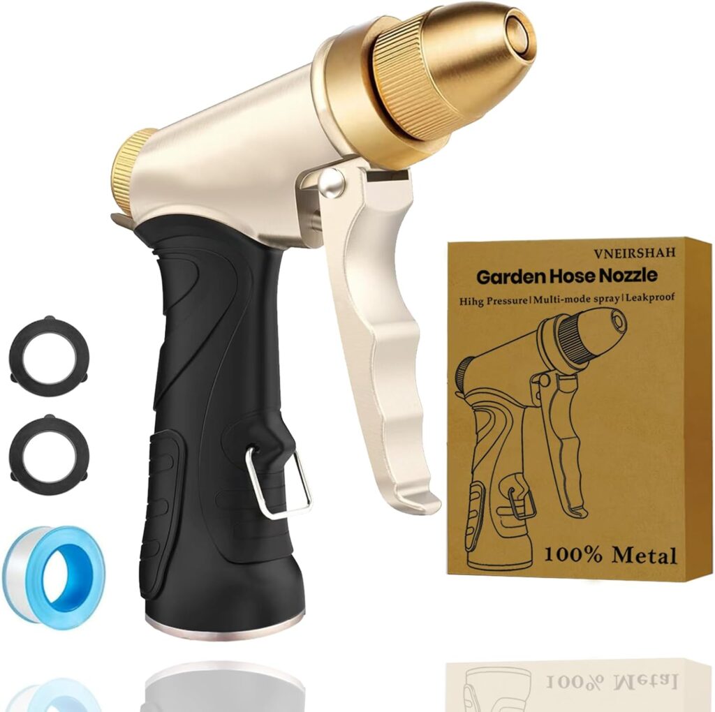 Heavy Duty High Pressure Garden Hose Nozzle, adjustable spraying mode Metal Water Hose Nozzle for Car Washing, Yard Plant Watering, Pets & Windows