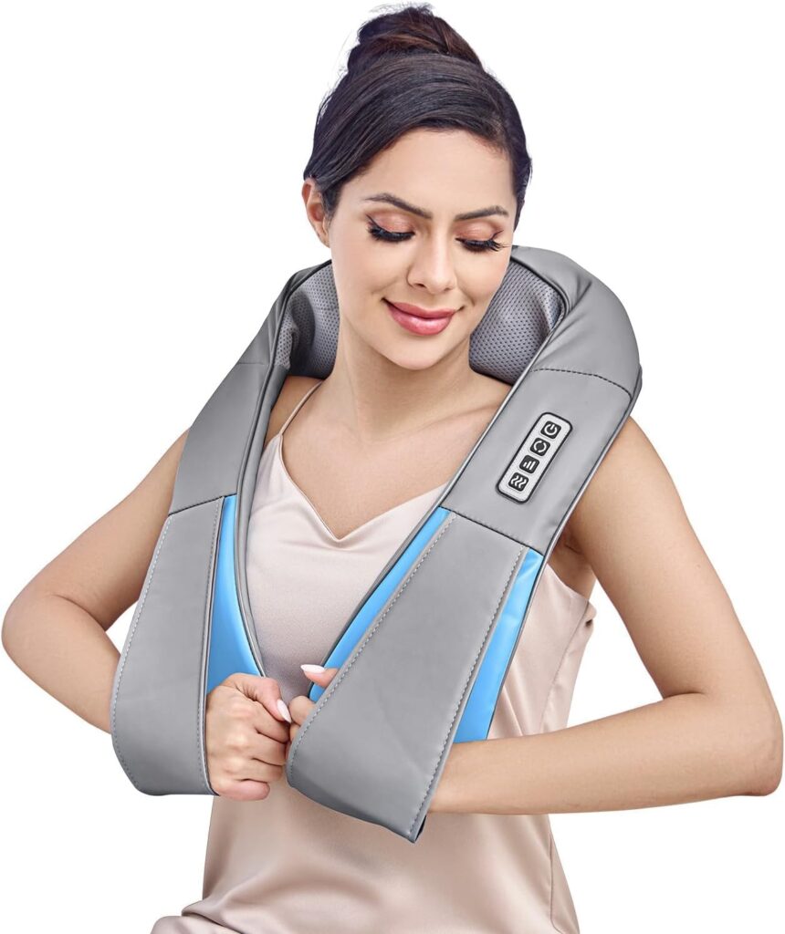 Shiatsu Neck and Back Massager with Heat, Deep Tissue 4D Kneading Massage Pillow for Neck, Back, Shoulder, Leg, Body Muscle Pain Relief, Use at Home, Office, Car
