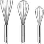 NileHome Stainless Steel Whisk Set 8″ 10″ 12″ Kitchen Whisk Balloon Whisk Kitchen Wisk Wire Whisks for Cooking, Whisking, Blending, Beating, Stirring-3 Pack…