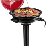 Electric Grill, Techwood Outdoor Electric BBQ Grill, 1600W Portable Removable Stand Grill with Adjustable Heat & Drip Tray, Double Layer Design for Party, Patio & Backyard (Red)