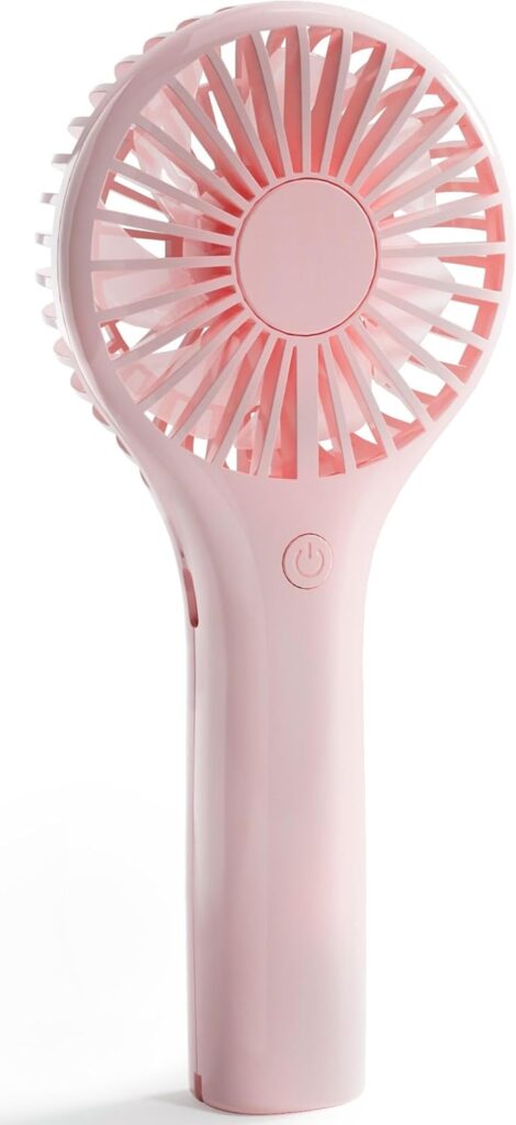 Portable Mini Fan – Powerful Personal Handheld Fan with 3 Speeds, Cute and Small, USB Rechargeable for Travel/Lash/Makeup/Outdoor/Home, Pink