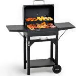 MASTER COOK Charcoal Grills with Two Side Tables, 17” Outdoor Smoker Barbecue bbq grill for Camping, Patio,Backyard Party, Picnic, Black