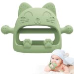 Baby Teethers 0-6 Months,Teething Toys for Babies 0-6 Months,Never Drop Baby Chew Toys for Teething Relief,Infant Hand Teether Pacifiers for 0-6 Months,Ideal Baby Toys Gifts for New Moms(Cartoon Cat)