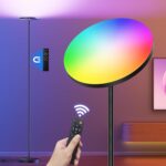 FULSUNT RGB Torchiere Floor Lamps for Living Room, 32W/3200LM Bright LED Standing Lamp with Remote, Modern Color Changing Tall Lamp with Stepless Dimming, 69″ Corner Floor Lamp for Bedroom, Office