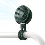 JISULIFE Battery Operated Portable Stroller Fan,4 Wind Speeds and 720° Adjustable Angle,USB Rechargeable Handheld Mini Fan,Octopus Clip Design for Crib, Golf Cart, Treadmill – Green