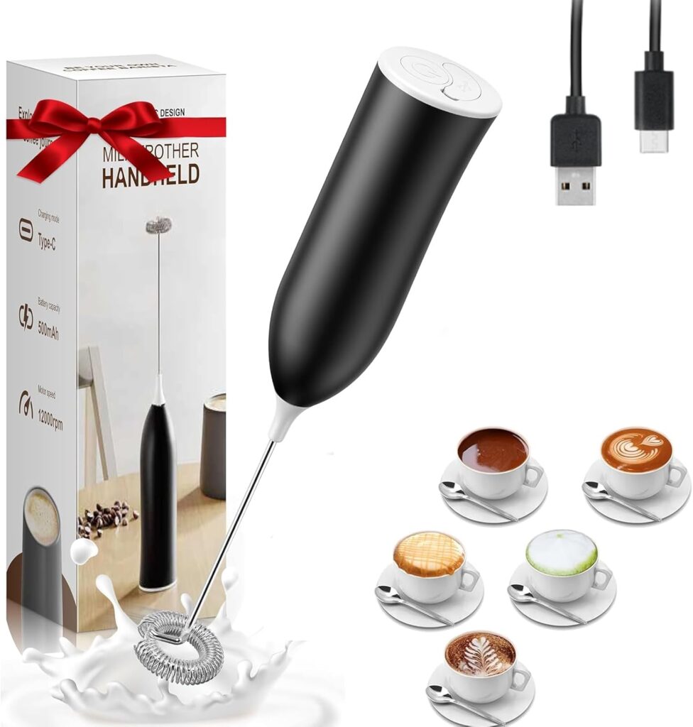 Milk Frother Rechargeable, Handheld Milk Frother, Electric Whisk Beater Foam Maker,USB Rechargeable Frother,Mini Drink Mixer and Coffee Blender Frother for Cappuccino,Frappe,Matcha,Hot Chocolate,Egg