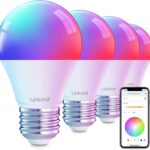 Linkind Smart Light Bulbs, Smart Bulb That Work with Alexa & Google Home, LED Light Bulbs Color Changing, 104 Preset Scene, Music Sync, A19 E26 2.4GHz RGBTW WiFi Bluetooth Light Bulb 60W, 800LM, 4Pack