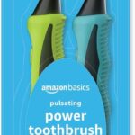 Amazon Basics Soft Toothbrushes for Adults – Pulsating Deep Cleaning with Soft Bristles, 2 Count, Assorted Colors