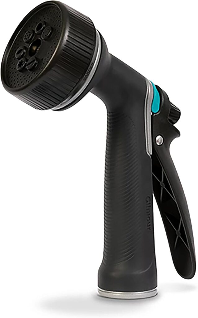 Gilmour Medium Duty Garden Hose Nozzle with 7 Adjustable Spray Patterns, Water Hose Nozzle for Watering Garden or Lawn, Black