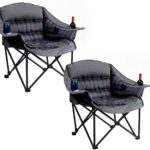 2 Pack Oversized XL Camping Chair for Adults, Heavy Duty Padded Folding Camp Chairs with Cup Holder, Supports 500lbs, Large Outdoor Widen Comfy Lawn Chairs for Tailgating Sports Beach Yard