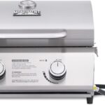 Monument Grills Tabletop Propane Gas Grill for Outdoor Portable Camping Cooking with Travel Locks, Stainless Steel High Lid, and Built in Thermometer