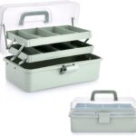 BTSKY 3-Layer Plastic Dividing Storage Craft Organizer with Adjustable Spacers and Portable Handled Multipurpose Home Utility Box for Medicine, Sewing and Art Supply