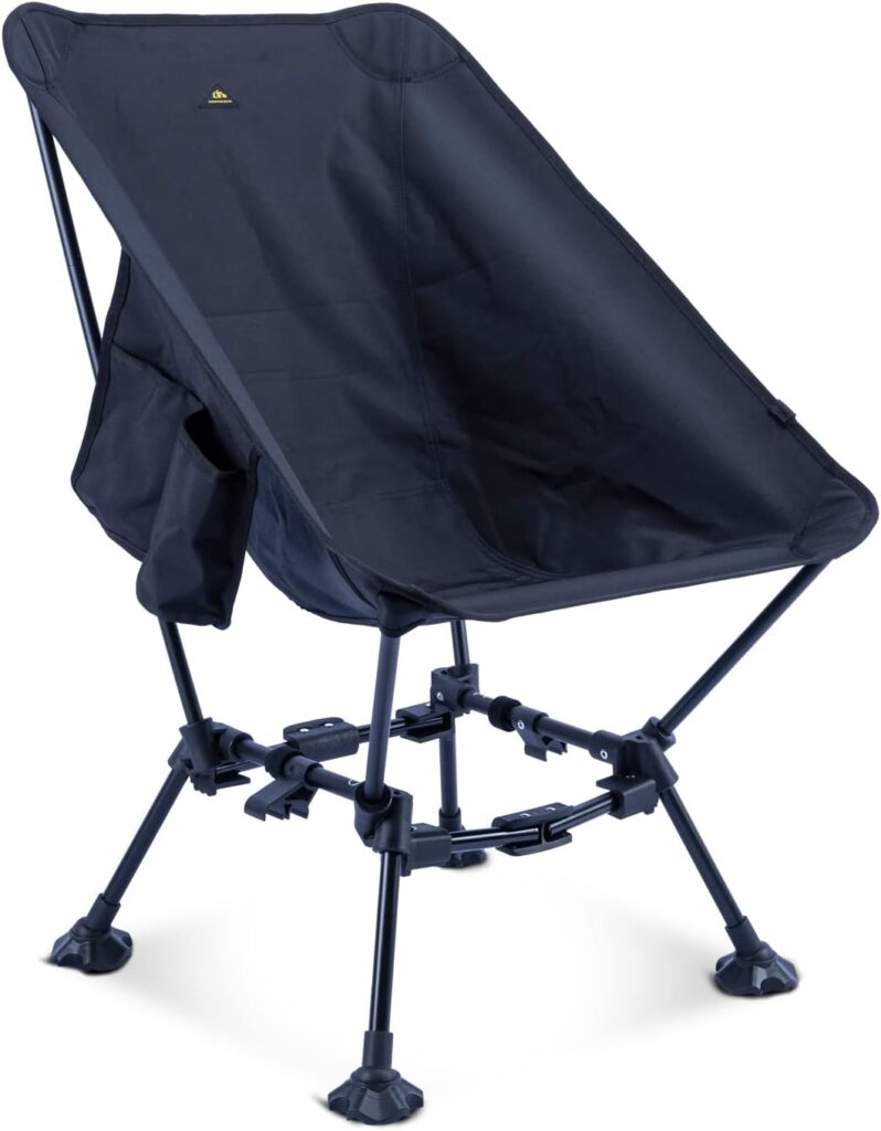 iClimb Two-Heights Light Compact Comfortable Camping Folding Beach Chair with Anti-Sinking Large Feet and Carry Bag