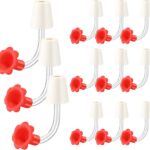 Hummingbird Feeder Tube with Stopper Handheld Bird Feeder Replacement Parts Drip Resistant Tip Silicone Flowers for Wine Bottle Outdoor Making Your Own Bird Feeders(12 Pcs)