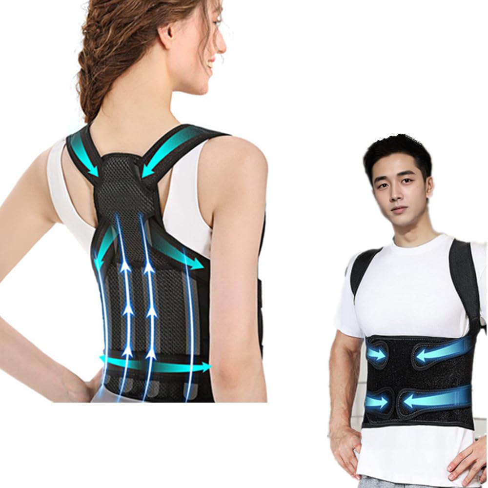 Back Brace for Women and Men,Shoulder Straightener,Back straightener,Adjustable Posture Corrector Suitable for Upper and Lower Back Pain Relief-Scoliosis,Hunchback,Spine Corrector(Black,M)