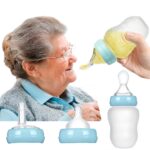 Drinking Aids Feeding Cup with Three Style Spoon Straw Teat for Disabled and Elderly Dysphagia Cups for Adults Drink Water Soup Porridge Squeeze Controlled Flow Feeding Bottle 180ml