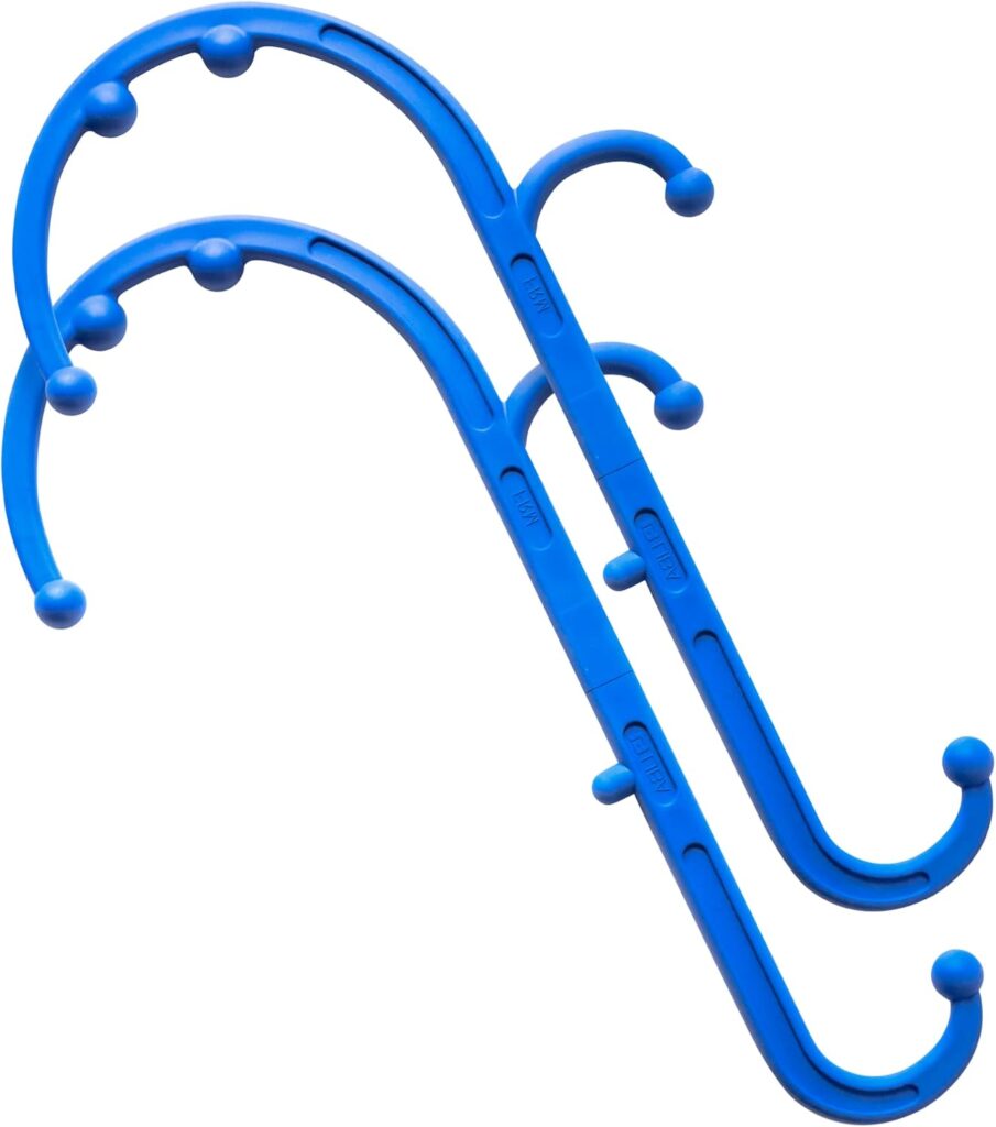 LiBa Back and Neck Massager – Trigger Point Massage Tools for Pain Relief and Manual Massage Hook Therapy Handheld Back Neck Shoulder Massager Blue – 2-Pack Gift for Women & Men