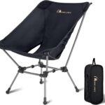 MOON LENCE Portable Camping Chair Plus, Larger & Roomier, Compact and Lightweight Still, Folding Chair for Backpacking & Hiking, 330Lbs Capacity (Black)