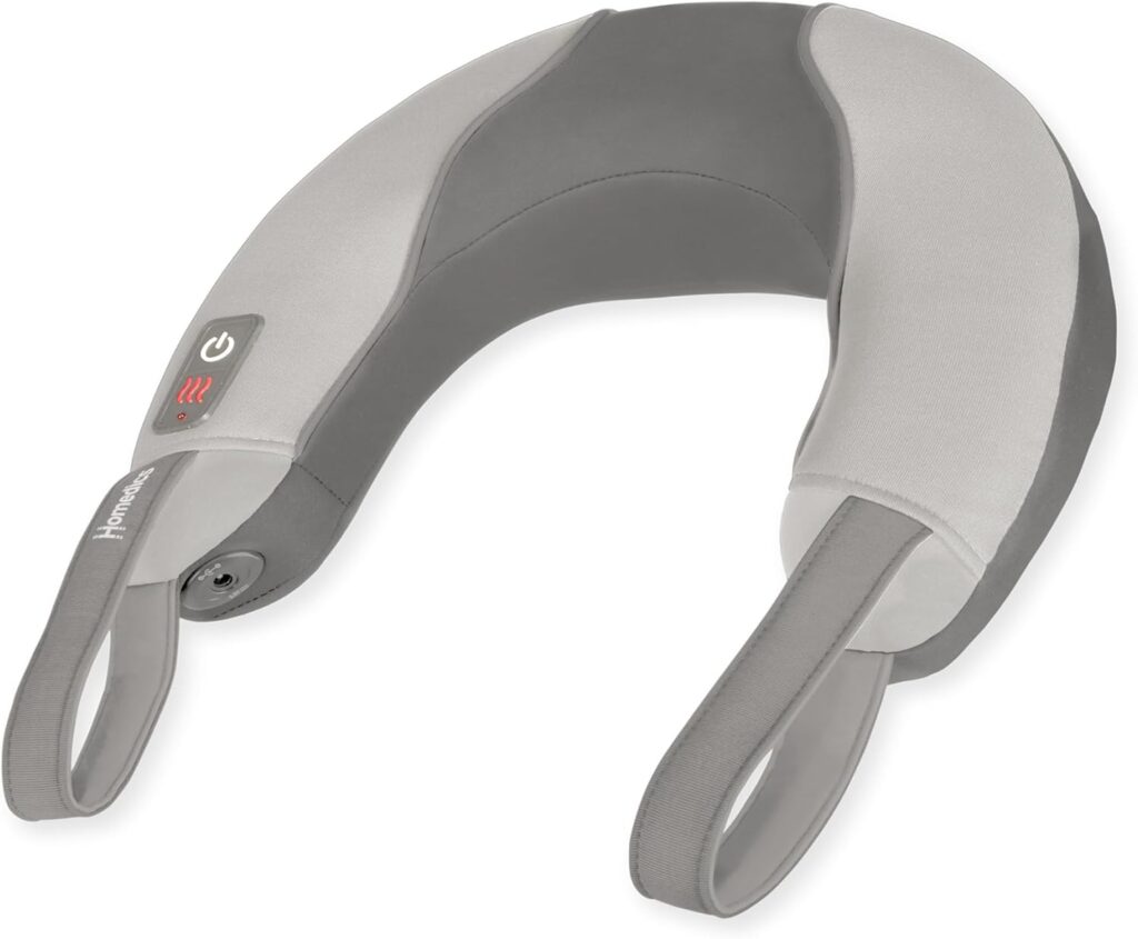 Homedics Pro Therapy Vibration Neck Massager with Heat — Soft Foam, Vibration Massage, Plus Soothing Heat and Choice of 2 Speeds, Pull Tighter to Increase Intensity, Tan