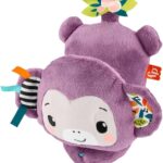 Fisher-Price Baby Stroller Toy Sing & Go Purple Monkey Musical Sensory Plush with Crinkle & Clackers for Newborns from Birth+