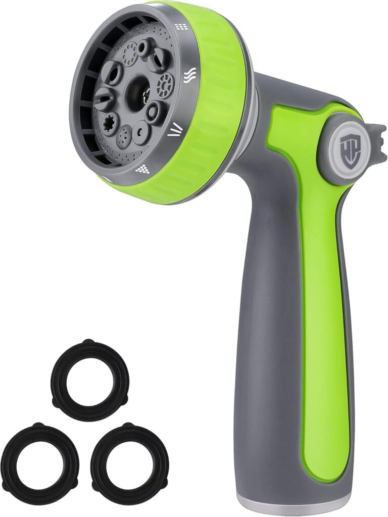 WORKPRO Garden Hose Nozzle, Water Sprayer Nozzle with 10 Adjustable Water Patterns, Thumb Control On Off Valve, High-Pressure Water Sprayer for Outdoor Watering Plants, Car washing, Showering Pets